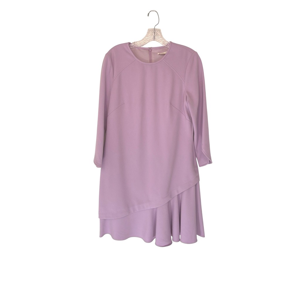 Shoshanna Verona Double Hem Dress Purple Long Sleeve Mini Sheath Size 8